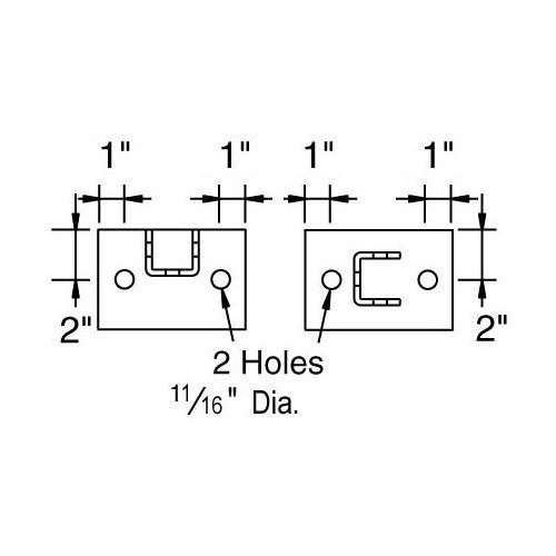 Unistrut P2942-EG, 6″ x 4″ Pad, Steel, 2-Hole Pad, 1-Channel Post Base, 1 pc