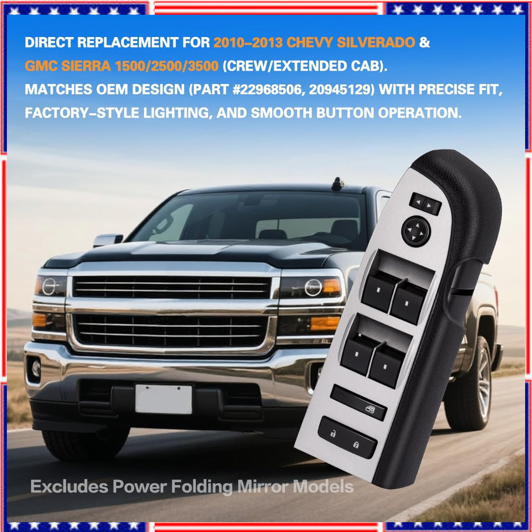 Driver Side Window Master Switch for Silverado Sierra 2010 to 2013