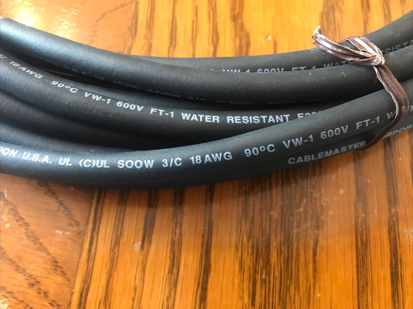18 AWG SOOW 3/C Cord 600 Volt Water Resistant UL (C)UL VW-1 Heavy Cord 30Ft Cord