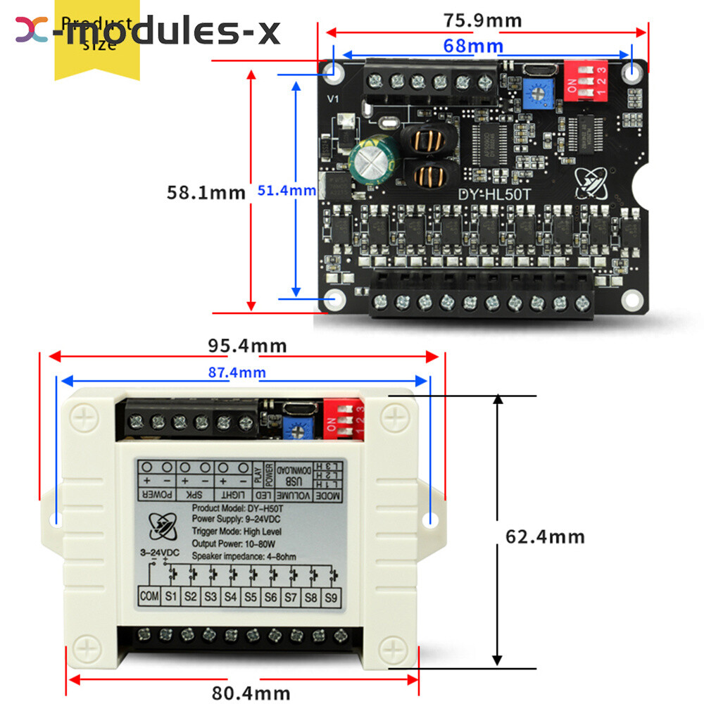 DC9-24V 60W Voice Broadcast Module one-on-one MP3 Prompt Trigger Board