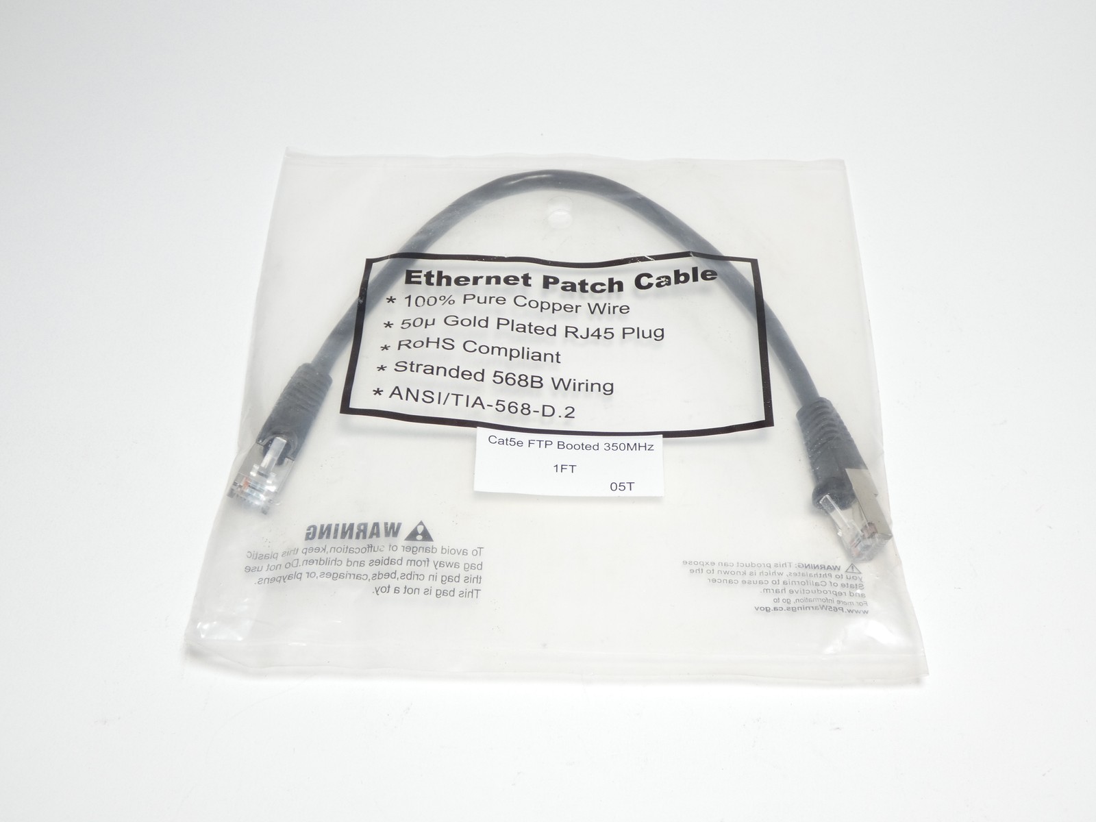 *Lot of 4* Cat.5E Ethernet Patch Cable FTP Booted 350MHz 1Ft – NEW Surplus!