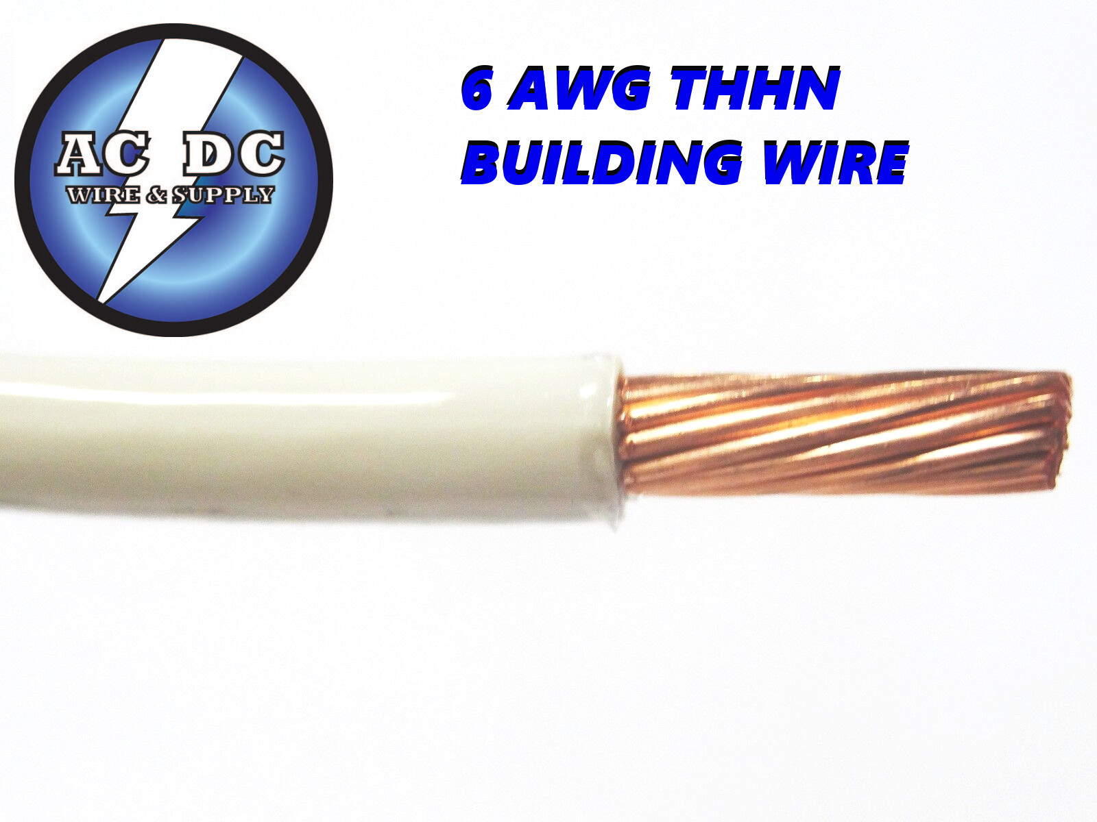 THHN 6 AWG GAUGE WHITE NYLON PVC STRANDED COPPER BUILDING WIRE 175′