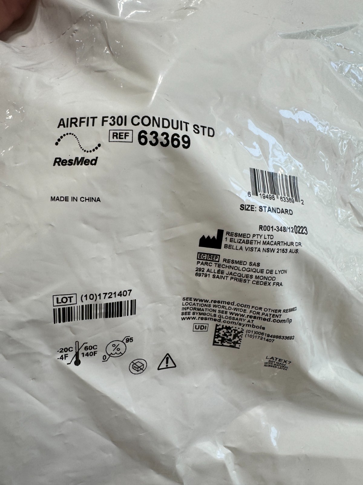 ResMed AirFit F30I Conduit Standard 63369 New (e41)