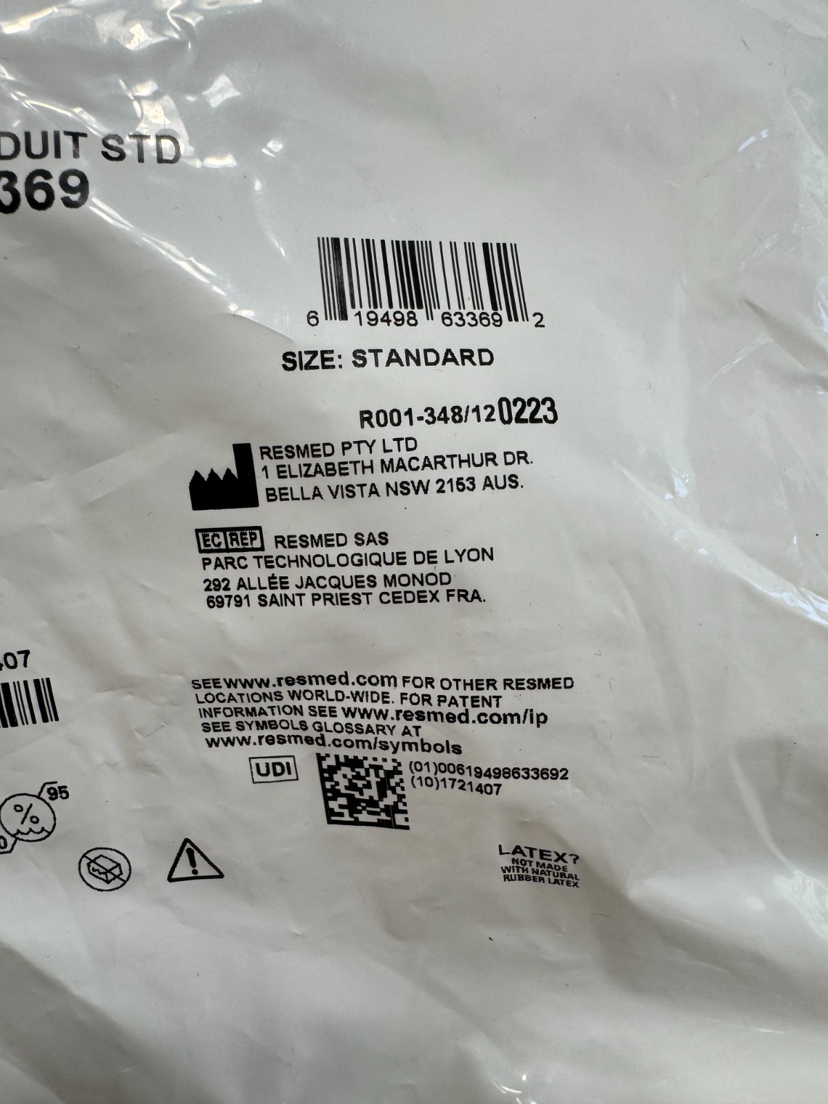 ResMed AirFit F30I Conduit Standard 63369 New (e41)