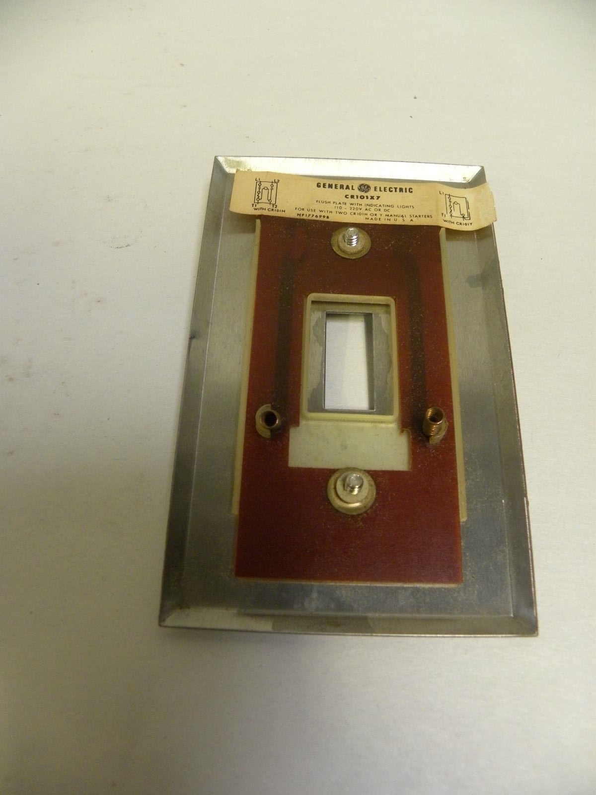 Unused GE General Electric CR101X7 Flush Manual Starter Plate Pilot Light (A5)