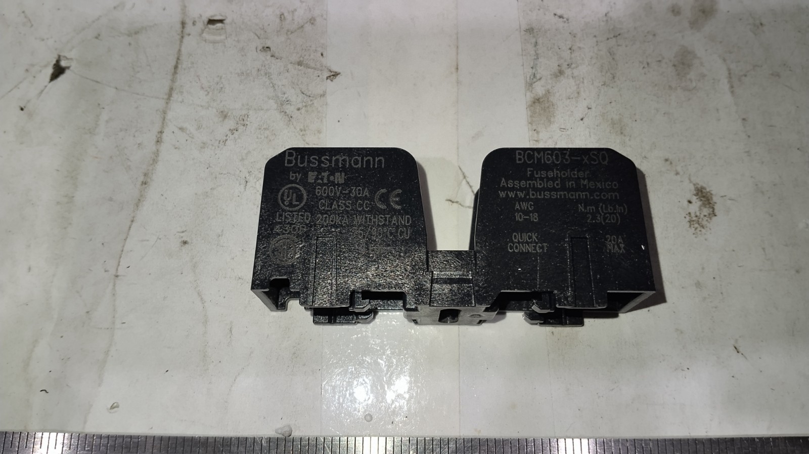 EATON BUSSMANN BCM603-1SQ FUSE HOLDER CLASS CC 600 VOLTS 30AMPS EACH