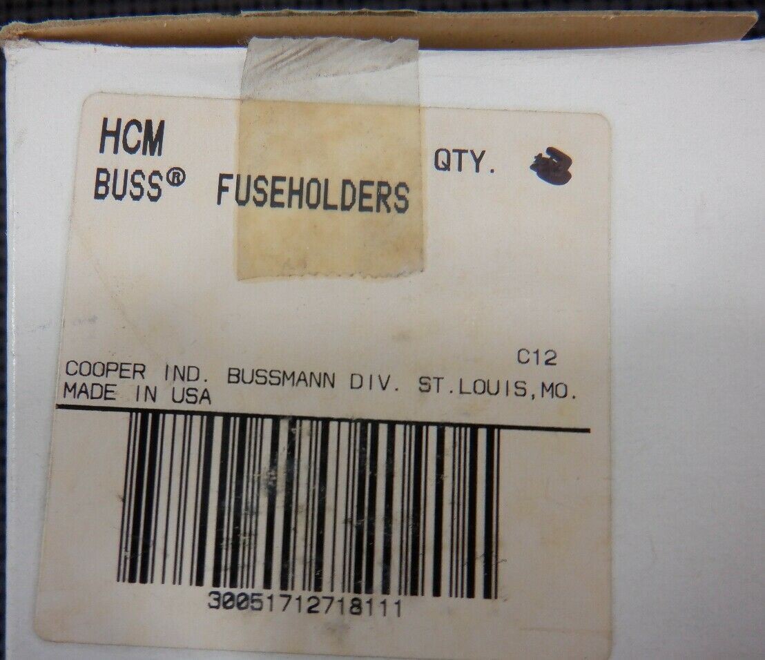 Cooper Bussmann HCM 15A 250V 1 Fuse Fuseholder – New No Box