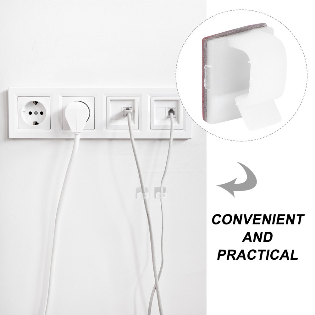 100Pcs Reusable Mini Cable Clips Adhesive Hooks Transparent Wire Cord Holders