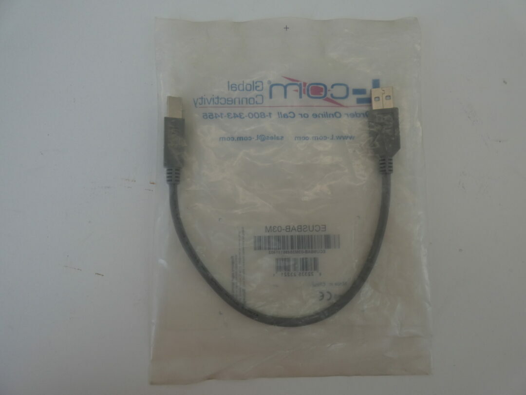 L-Com ECUSBAB-03M Deluxe USB Cable Type A-B Cable, 0.3m – NEW Surplus!