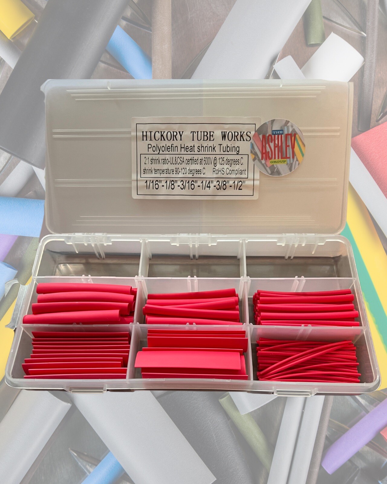 New RED Heat Shrink Tubing Kit 2:1 Ratio 6 sizes 1/16