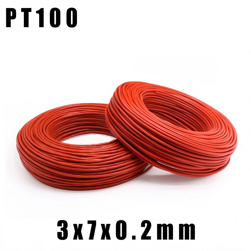 PT100 Silicone Thermocouple Compensating Wire Shielded Cable Red 3x7x0.2mm