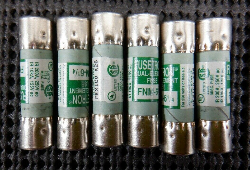 Cooper Bussmann FNM-6-1/4 Time Delay Fuse 1/4 Amp 250V – Lot of 6