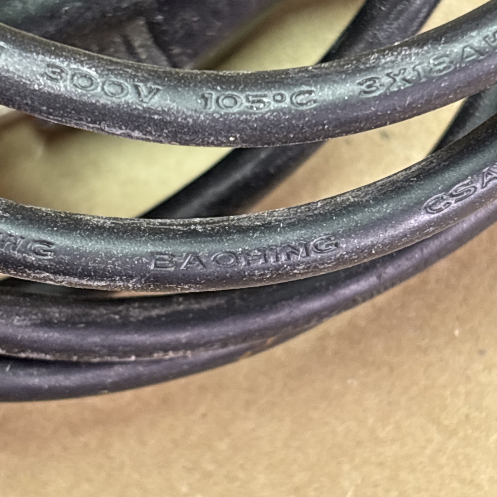 Used Baohing CSA SVT LL112007-1 VW-1, 18AWG LF, 300V, 105C, 5ft Power Cable