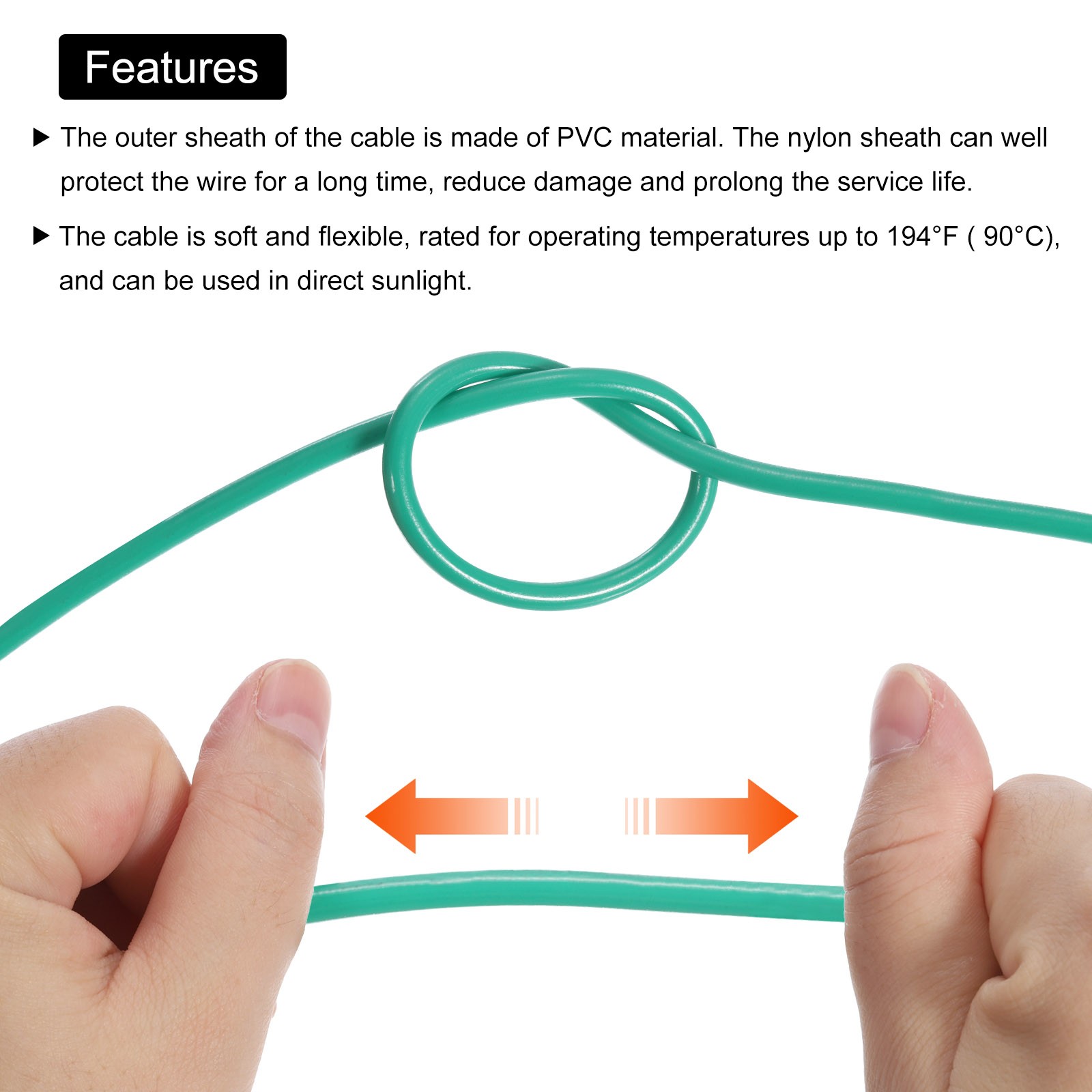24.6 Feet 14 AWG Gauge THHN Stranded Green Copper Building Wire 600V