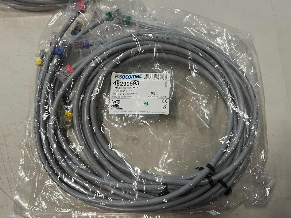 Lot of 2 Socomec 48290593 Cable 600V RJ12 6x1M New 1 sealed 1 open MN STOCK