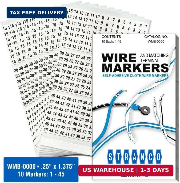 Premium Wire Marker Book Numbered 1-45 for Cable Management, Vinyl-Coated, High-