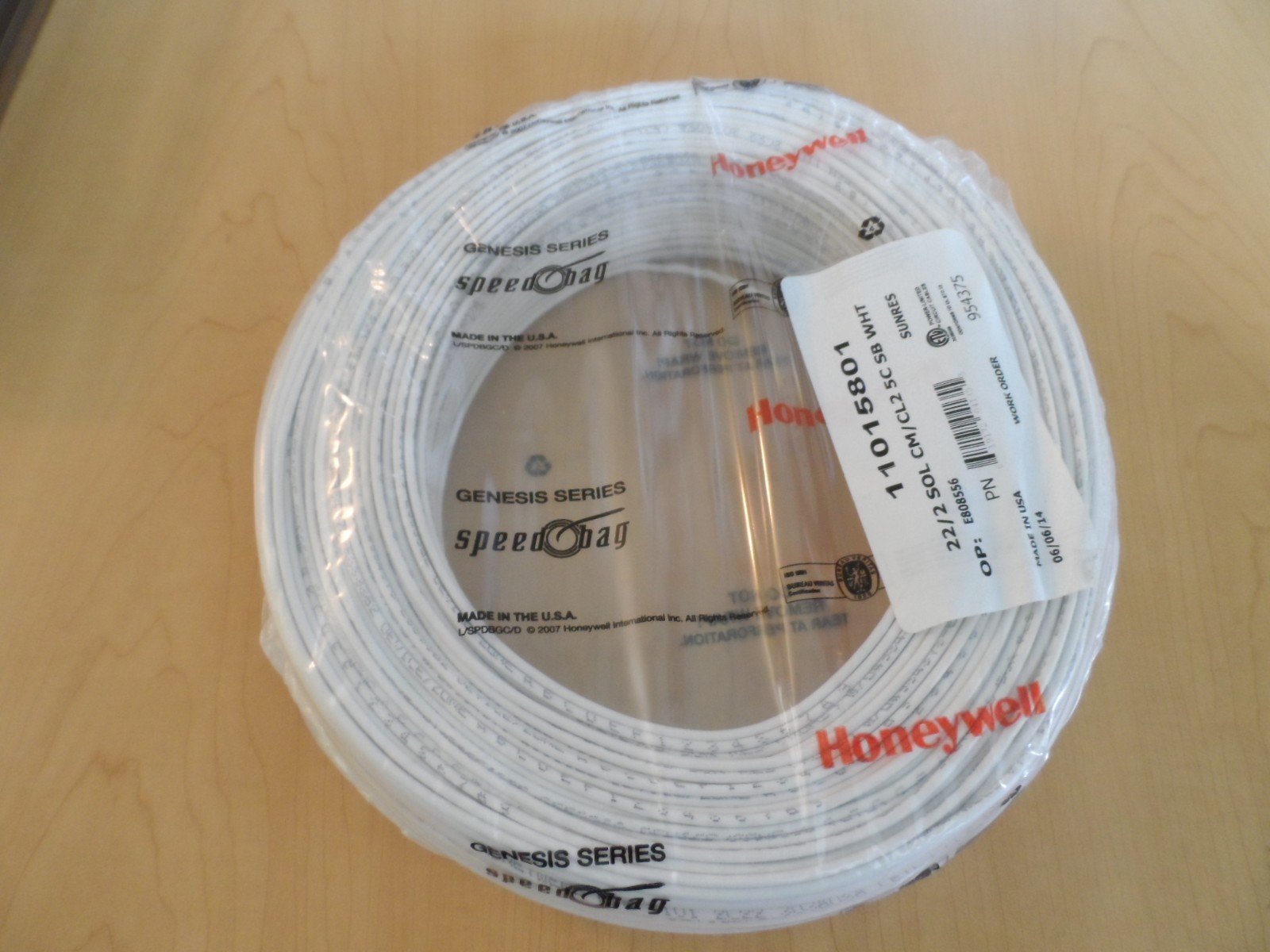 Honeywell Genesis 11015801 22/2 Solid Alarm Wire CM/CL2 5C SB White **New**
