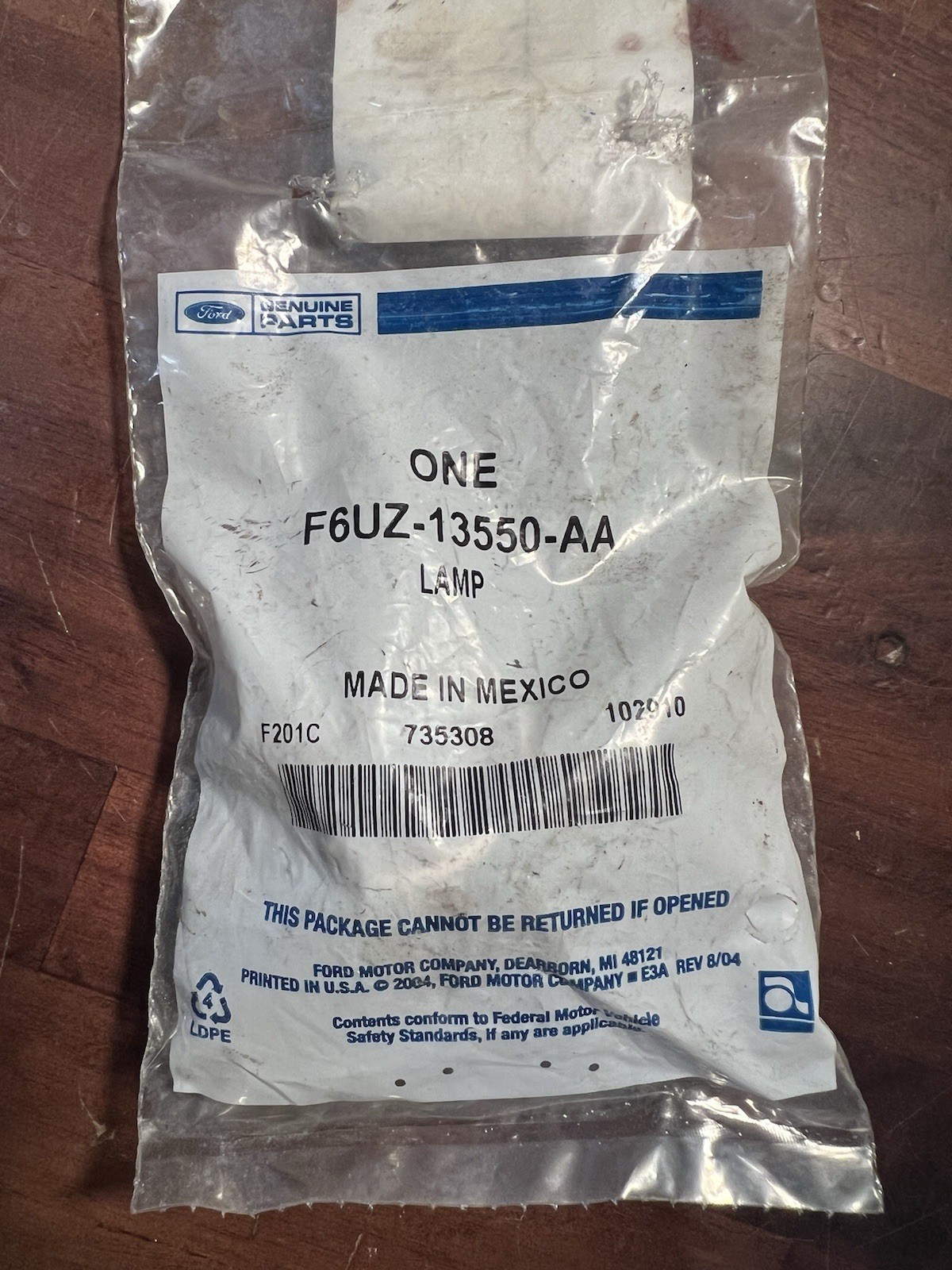 Ford F6UZ-13550-AA F6UZ13550AA License Plate Lamp