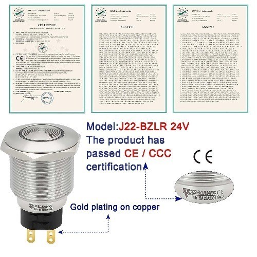 UL Listed 22mm Red LED Buzzer Alarm Sounder 24V DC Indicator Li Size: 22MM 24V