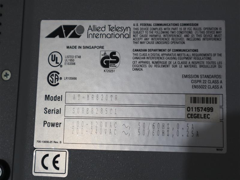Allied Telesyn CentreCOM AT-MR820TR MR820TR 8-Port Hub Micro Repeater NOB