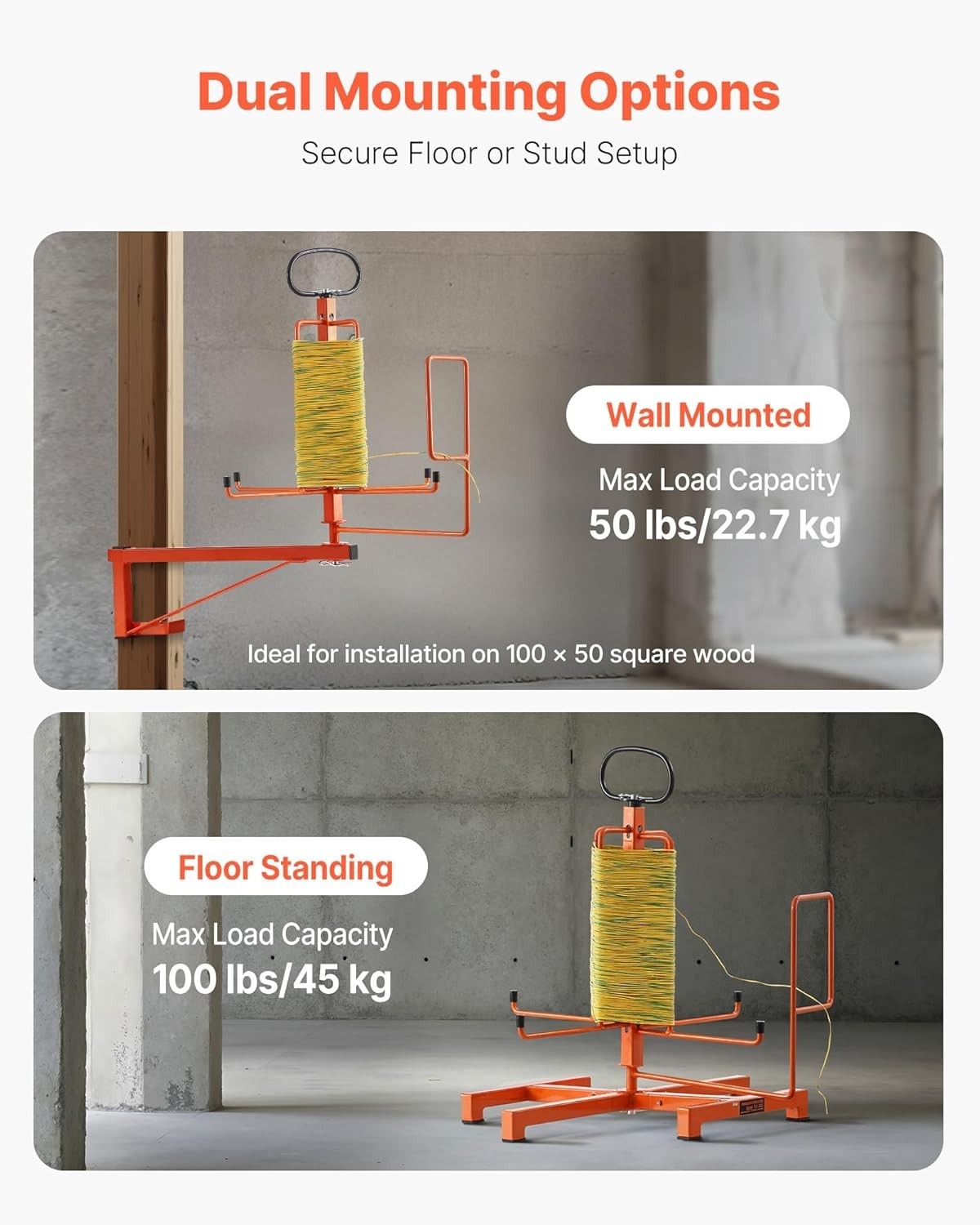 Durable Floor or Wall Mounted Wire Spool Rack – Efficient Cable Management Rack