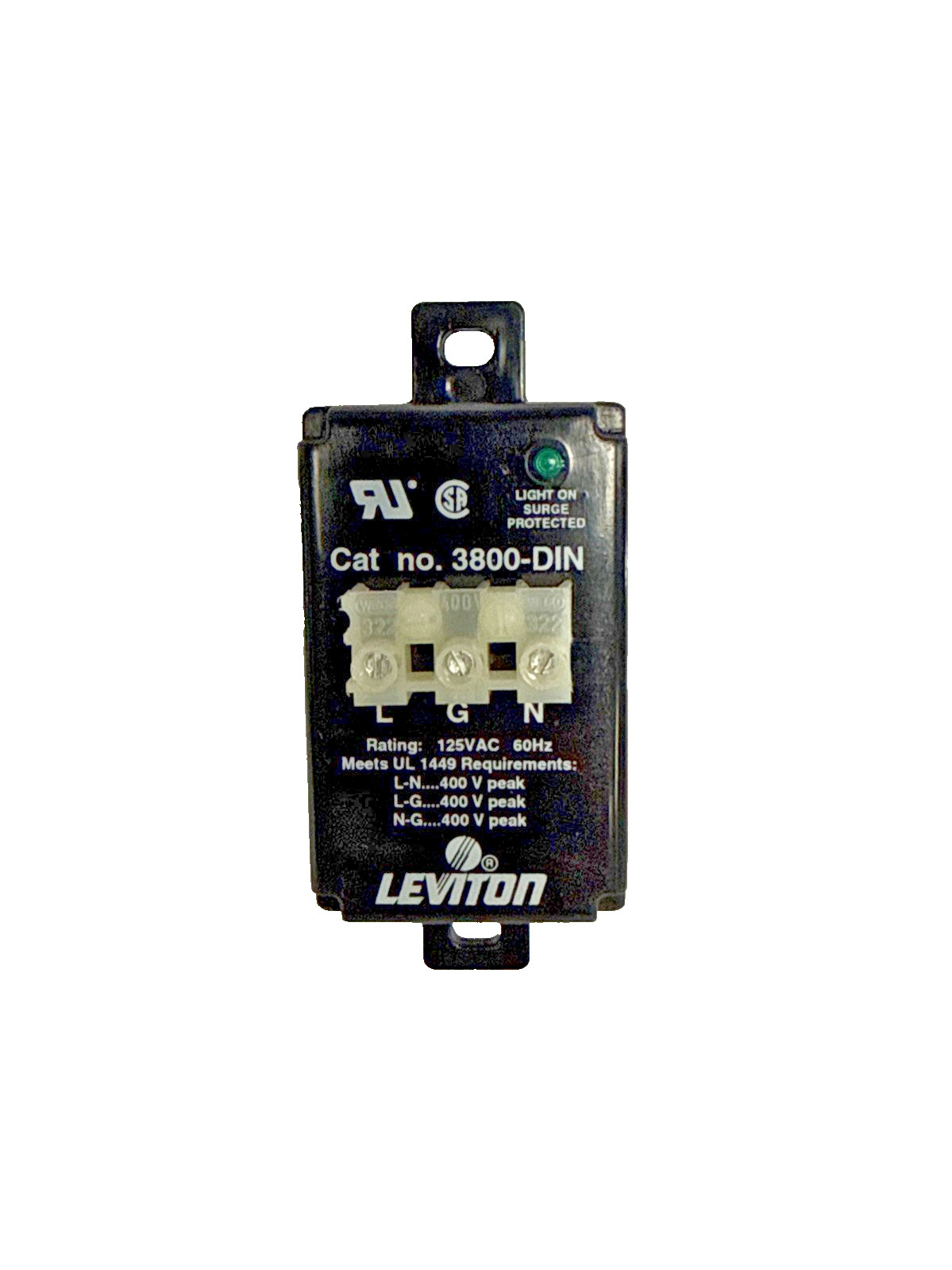 Leviton 3800-DIN Surge Protector 125VAC 60Hz DIN Rail
