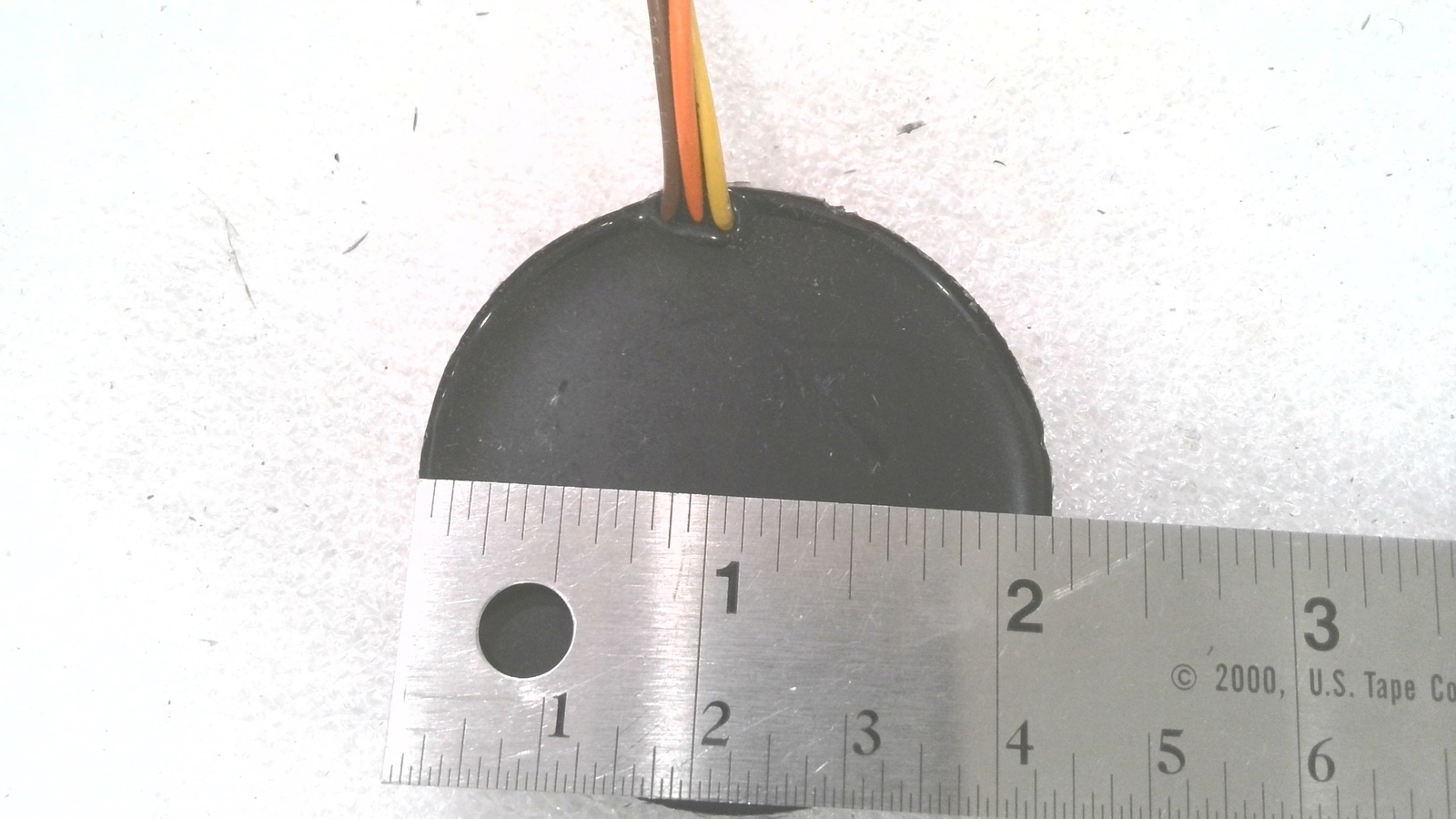 ELECTRONIC COMPONENT, 3 WIRE-YELLOW/ORANGE/BROWN, APPROX 2-3/16″ OD, 1/2″ H