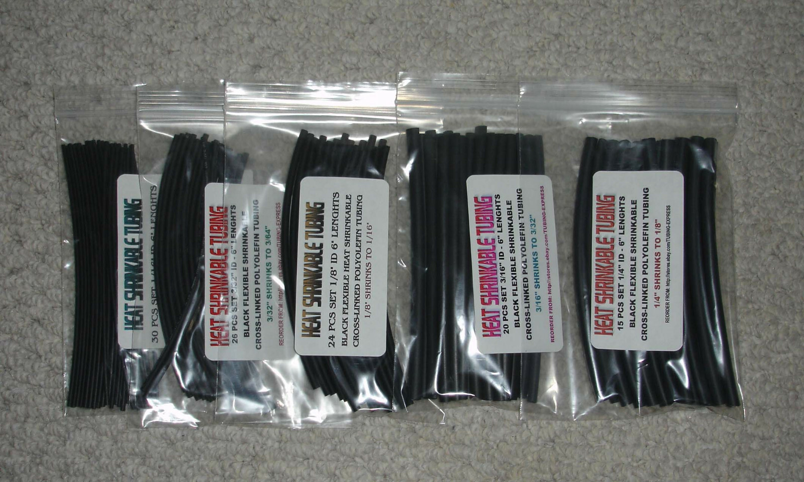 145 PCS BLACK Heat Shrink Tubing KIT – 6″ Long