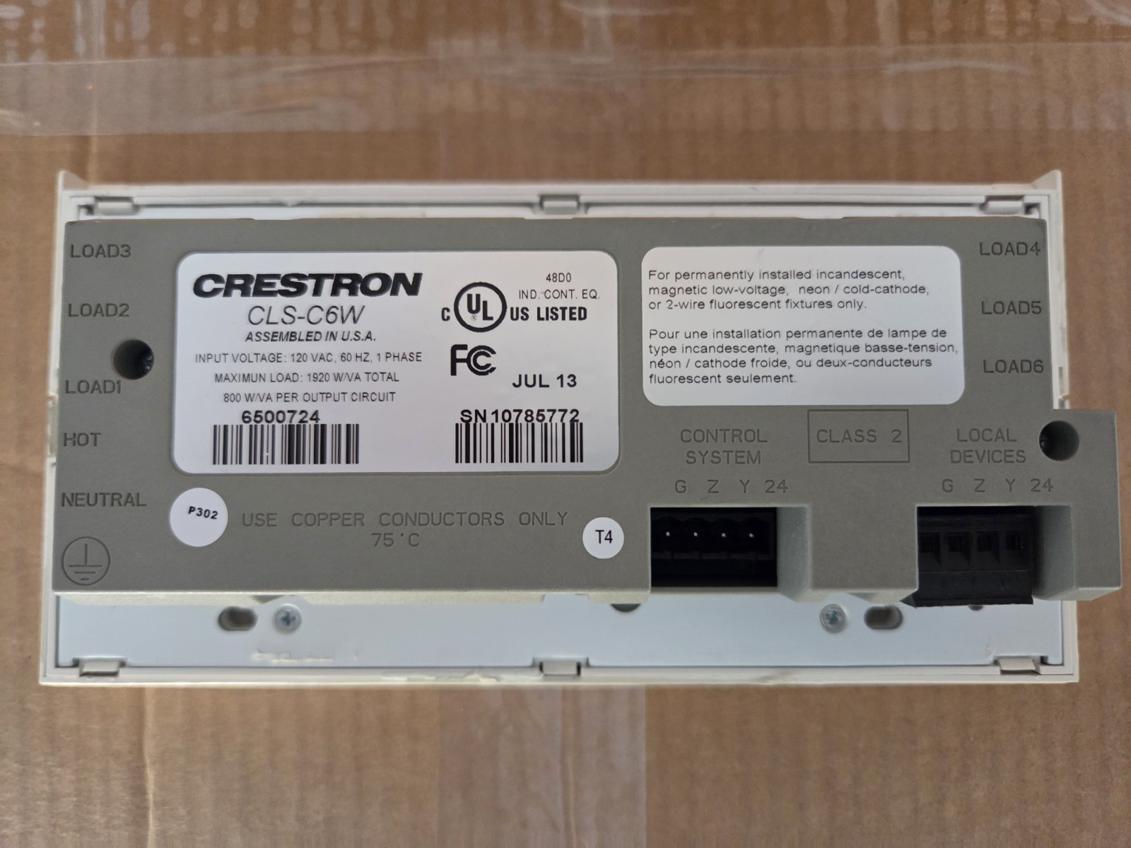 CLS-C6W–CRESTRON–Wall Mounted Lightning Control–USED