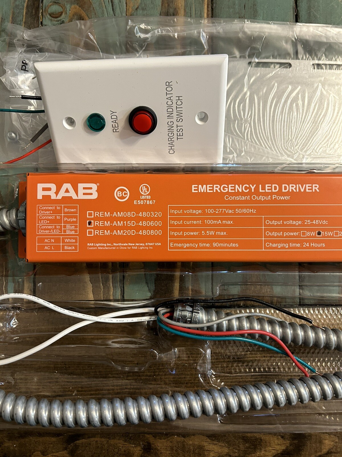 RAB EMERGENCY LED DRIVER 100-277VAC REM-AM15D-480600