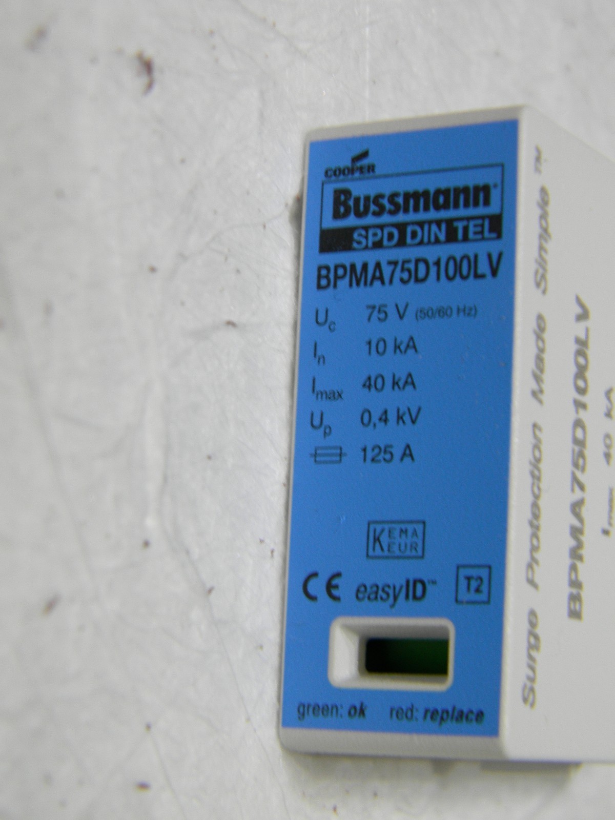 Cooper Bussmann Hardwired Surge Protector 1Pole 1PH 100DC/75AC BPMA75D100LV