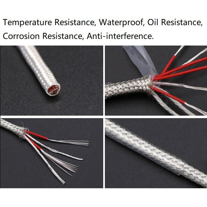 PT100 PTFE Thermocouple Compensating Wire Shielded Cable Silver 2 3 4 6 Cores