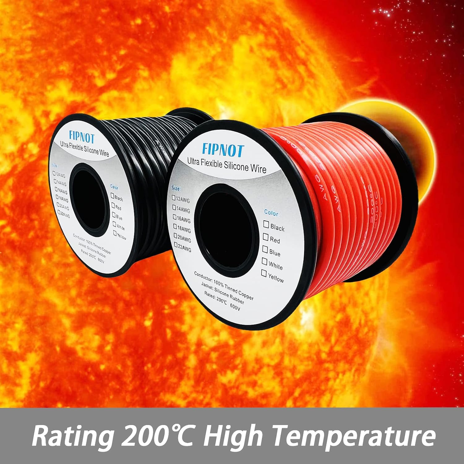 14 Gauge Silicone Wire – 100ft Red Spool, Extra Flexible 14 AWG Stranded Tinned