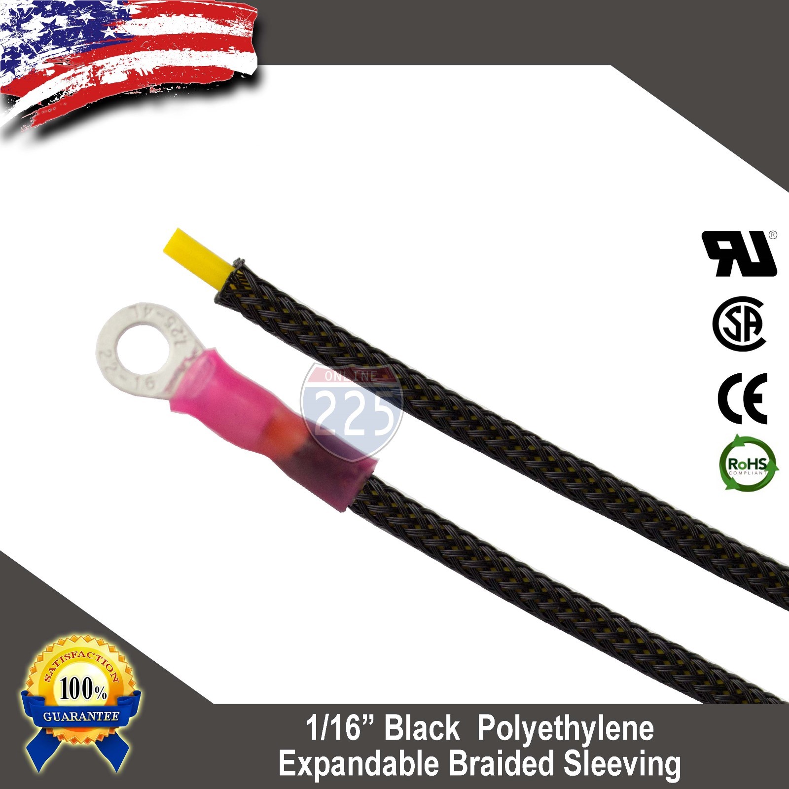 100 FT. 1/16″ Black Expandable Wire Cable Sleeving Sheathing Braided Loom Tubing
