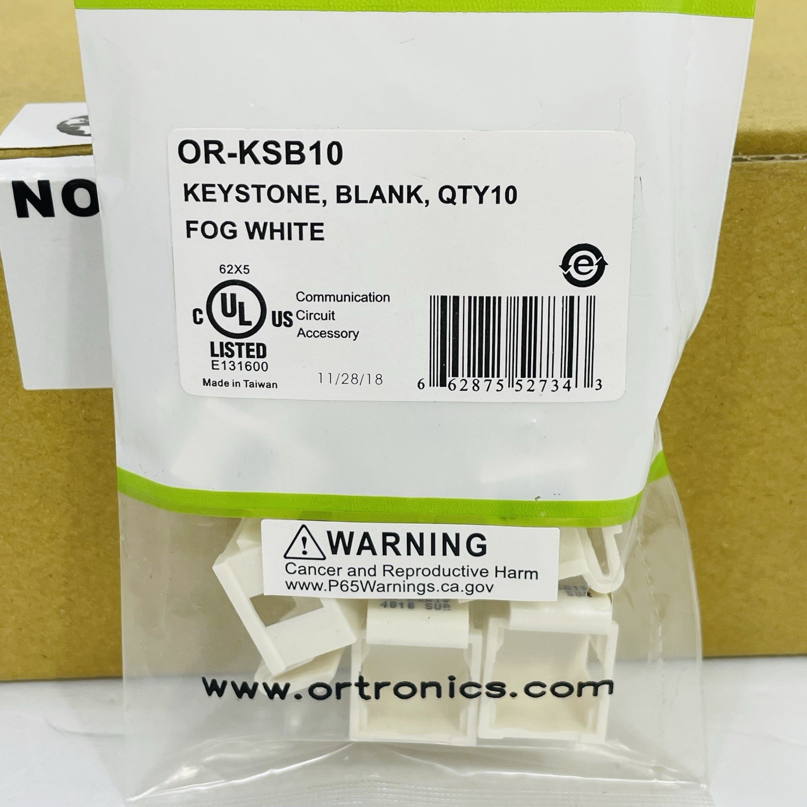 Qty 17 (10) Packs Ortronics OR-KSB10 Fog White Keystone Blanks 170 Total ~NEW~