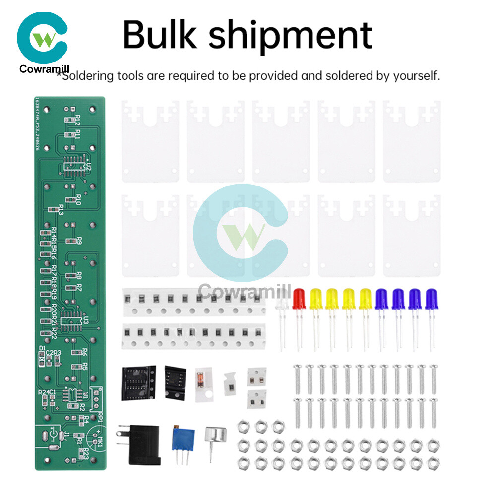 DIY LED Music Spectrum Electronic Kit Crystal Column Audio Display LM339 LM358