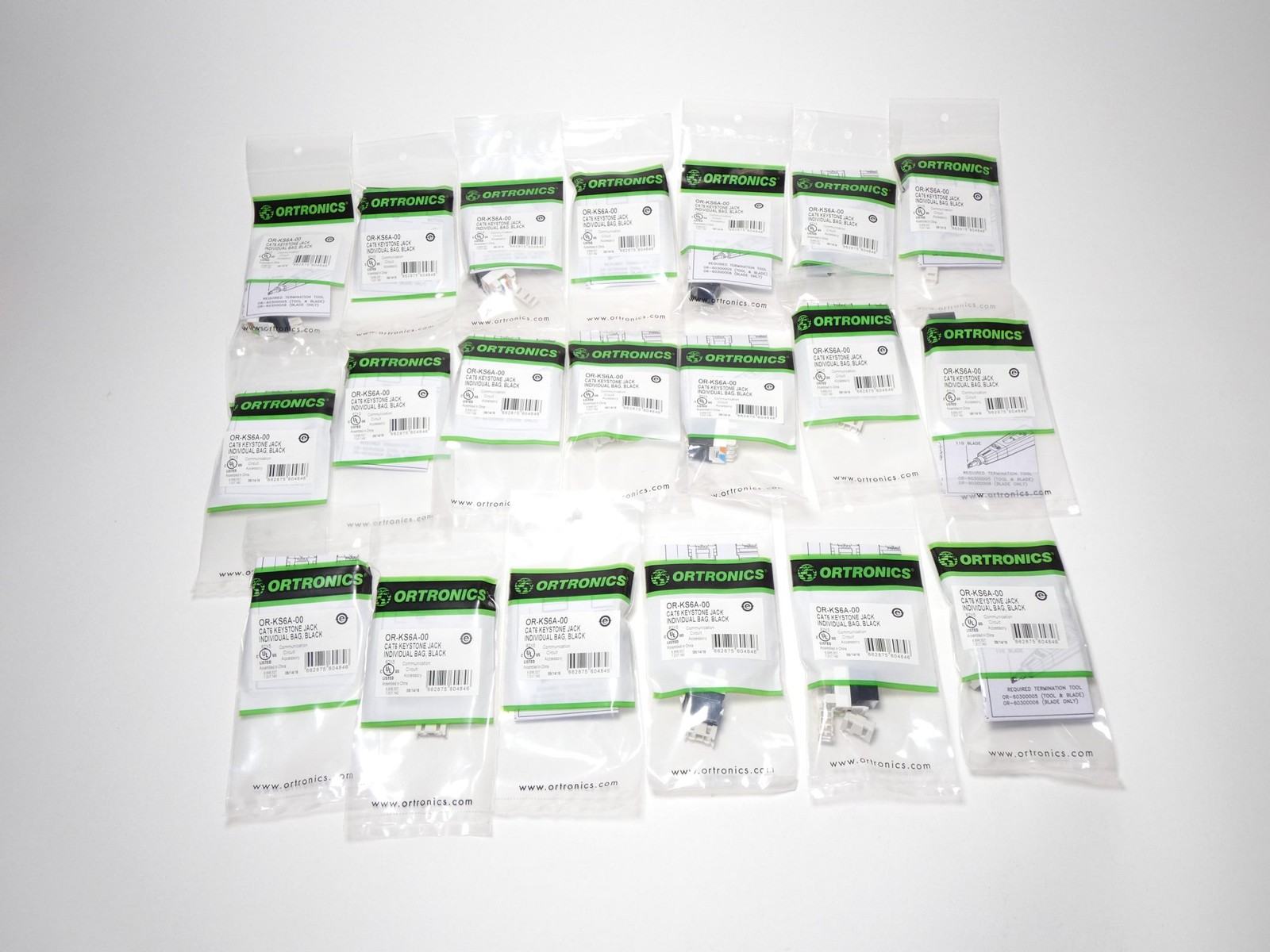 *Box of 20* Ortronics OR-KS6A-00 Cat6 Keystone Jack Module Black – NEW Surplus!
