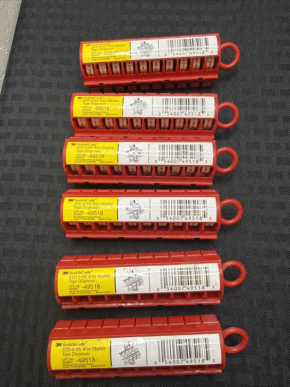 Lot Of 6 Total 3M™ ScotchCode™ Wire Marker Tape Dispenser with Tape STD 49518