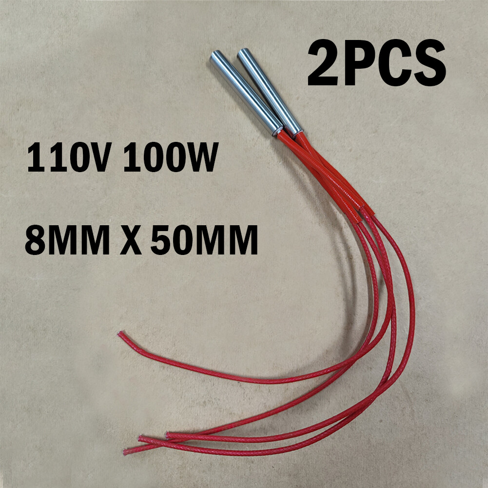 2Pc AC 110V 100W Single End Mould cartridge Heater Tubing Heating Element 8x50mm