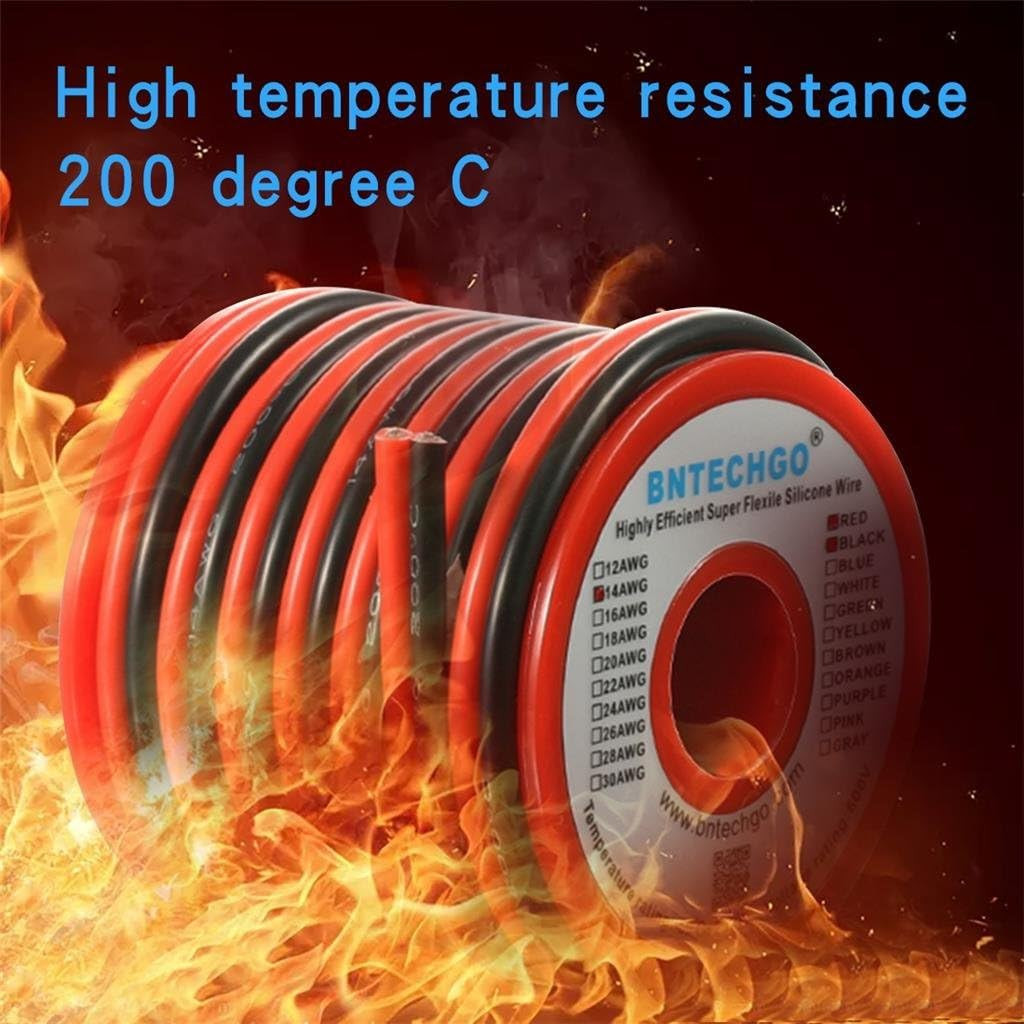 14 Gauge Flexible 2 Conductor Parallel Silicone Wire Spool Red Black