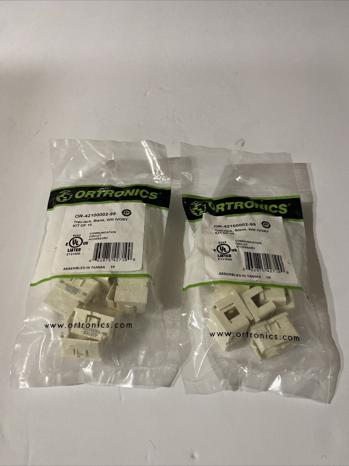 Ortronics OR-42100002-99 Tracjack Blank WM IVORY 20 Pieces (2 bags of 10)
