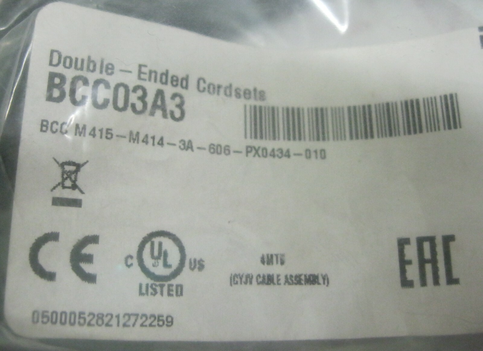 Balluff BCC03A3 Double-Ended Cordset