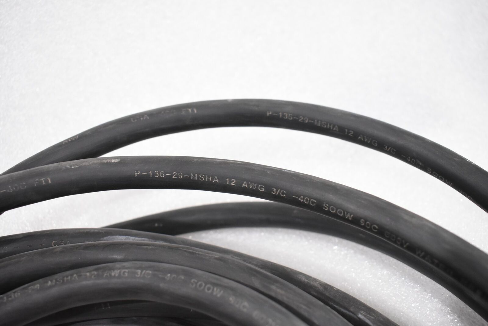AMERICAN P-136-29-MSHA-12AWG CABLE 3/C SOOW -40C-90C 600V W/ HBL5269C RECEPTACLE