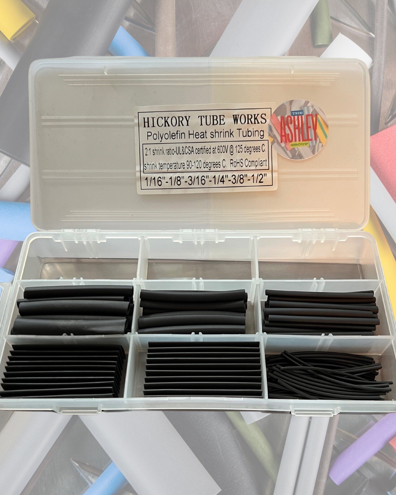 Black Heat Shrink Tubing Kit 2:1 Ratio 6 sizes 3/8