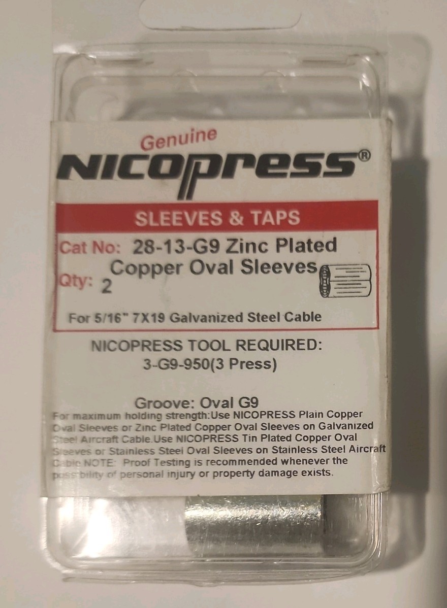 Nicopress Zinc Plated Copper Oval Sleeves – 5/16″ (2ea) 28-13-G9