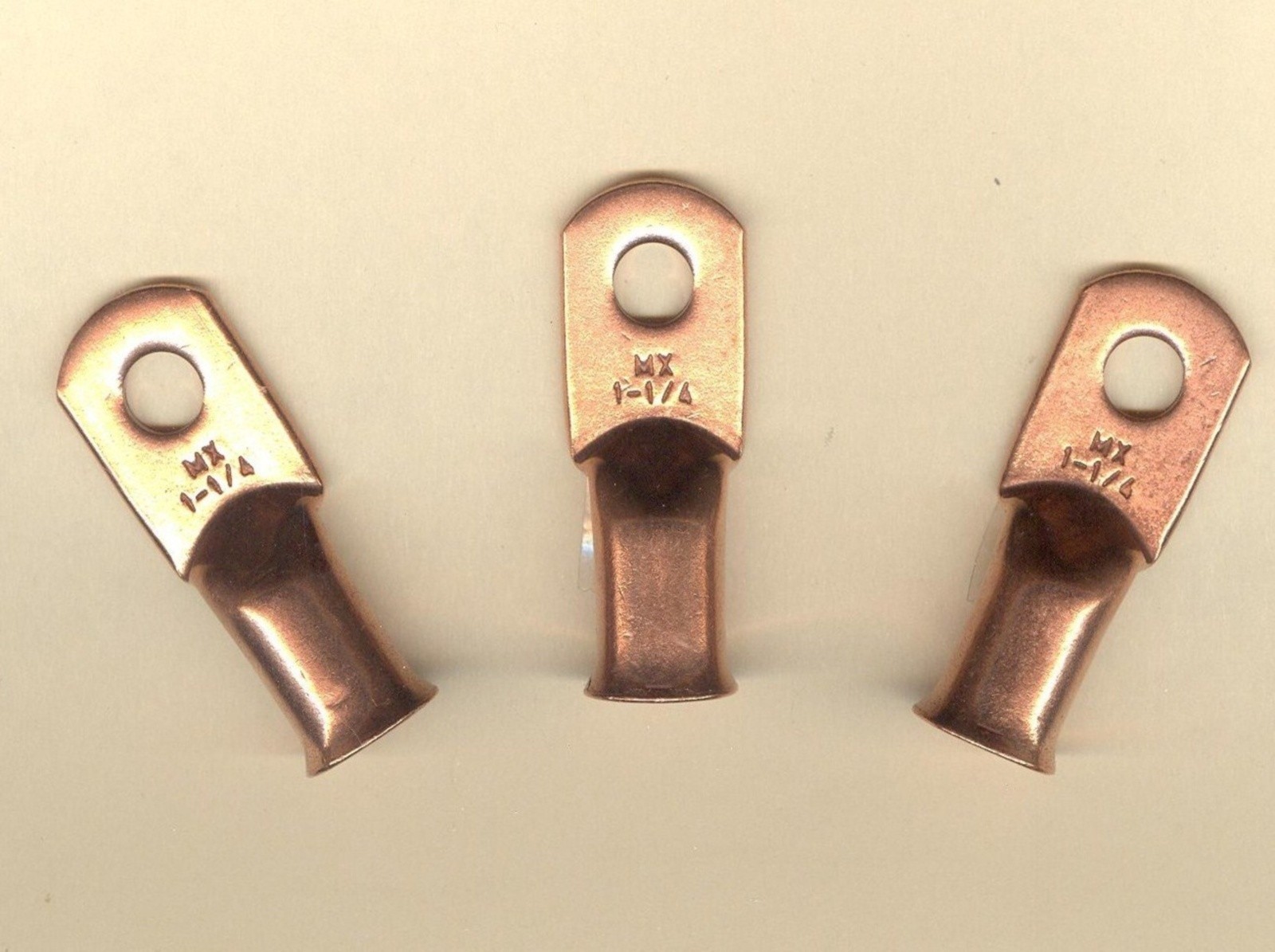 5 Bare Battery COPPER Ring Lug Terminal Connector #1 Wire Gauge 1/4″ Stud MOLEX
