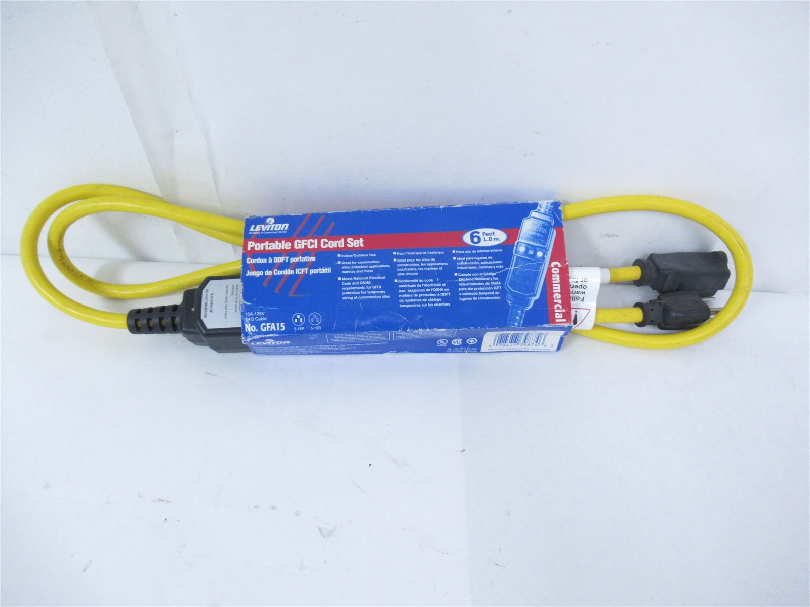 245178 New-No Box; Leviton GFA15-6C GFCI Cord Indoor/Outdoor 6′ 15A 120V