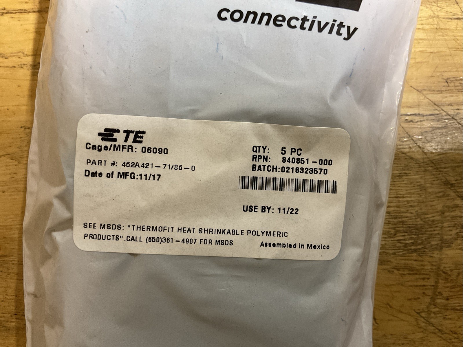 NOS Tyco Ele. 5pk. Heat Shrink Polymeric 462A421-71/86-0