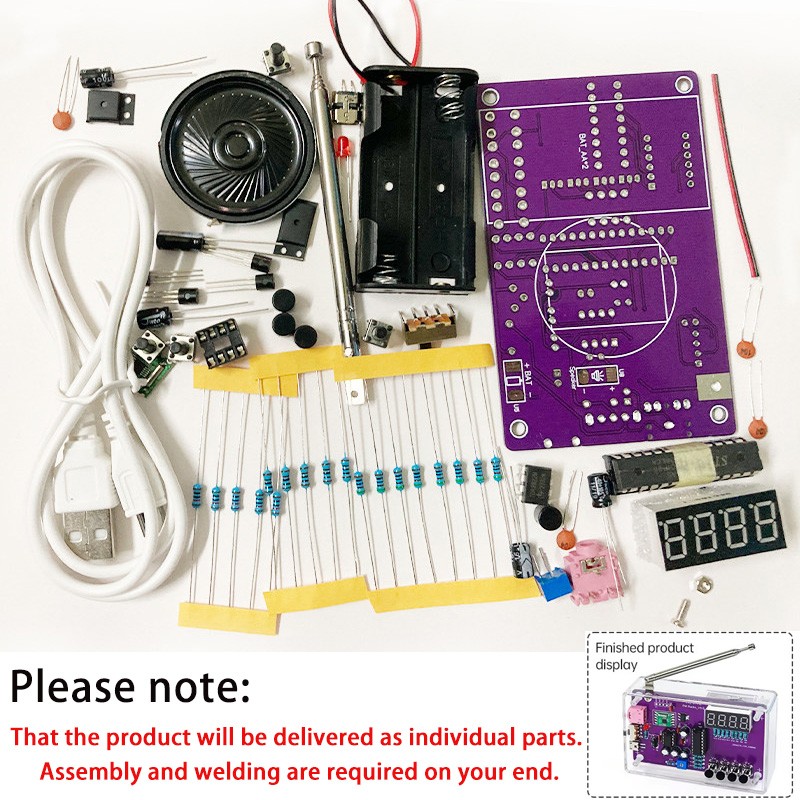 DIY FM Radio Electronic Kit Adjustable Frequency 87-108MHz Digital Display US