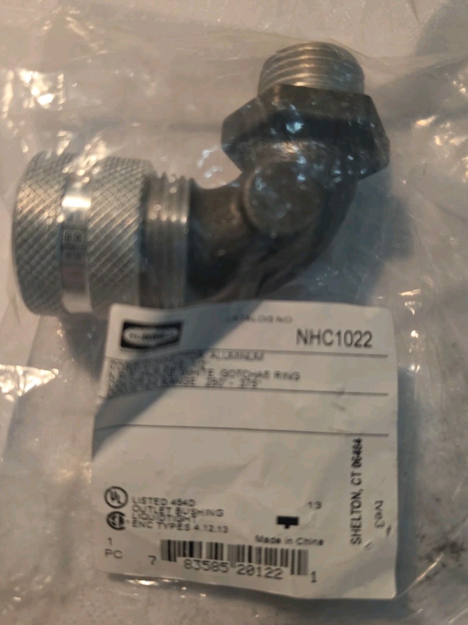 Hubbell NHC1022 Aluminum Cord Con 1/2″ NPT Hub Cable Gland .25-.375″ Free Ship